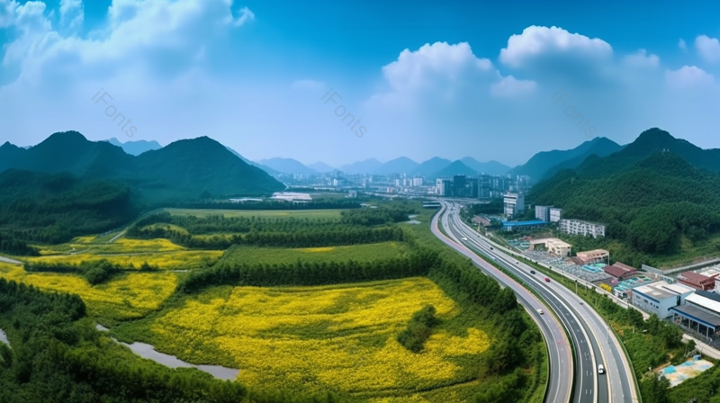 乡村田园生活农业生产乡村公路自驾游蓝天山脉树林,高清,摄影图,摄影图片,图片大全,摄影图免费下载